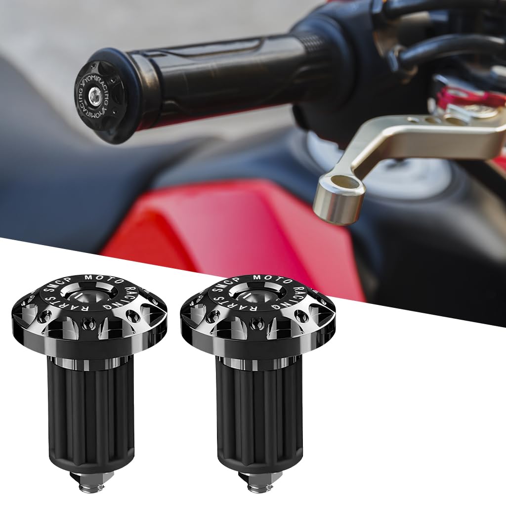 STHIRA Motorcycle Handlebar End Plugs for 22mm Grip with CNC Machined Caps and Wrench Tool