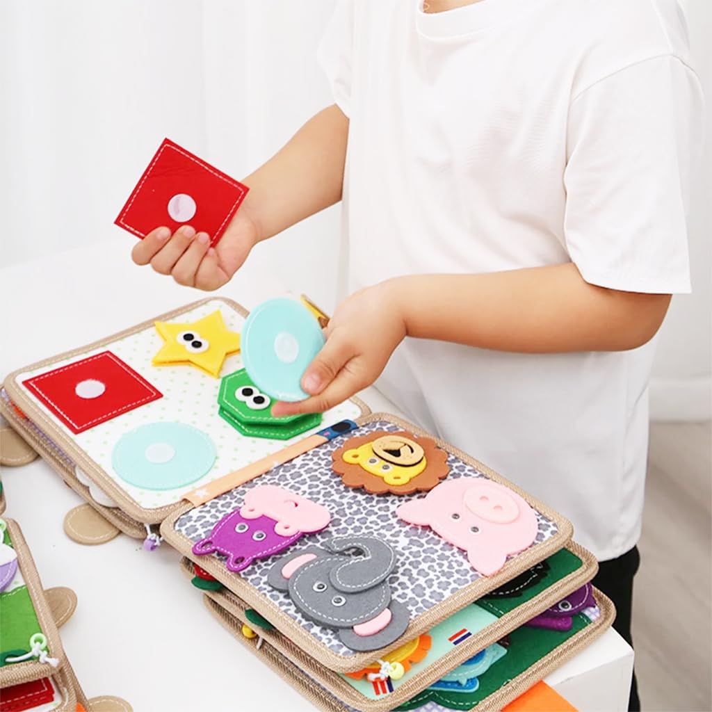 PATPAT Giraffe Toddler Busy Board for 1–4 Year Olds with Felt Pages | Montessori Travel Toy