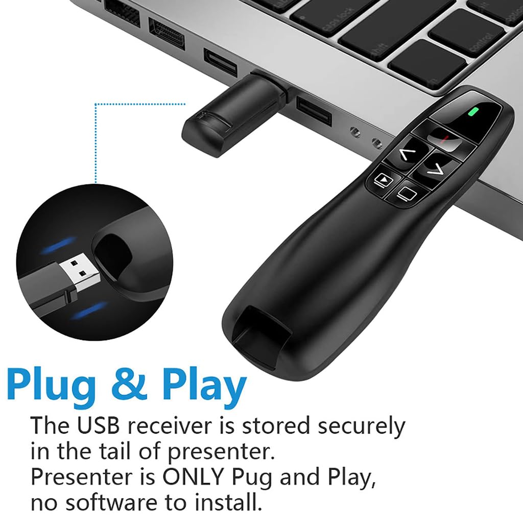 ZIBUYU Laser Pointer Presenter for Teachers and Conferences with USB Receiver | Wireless Clicker