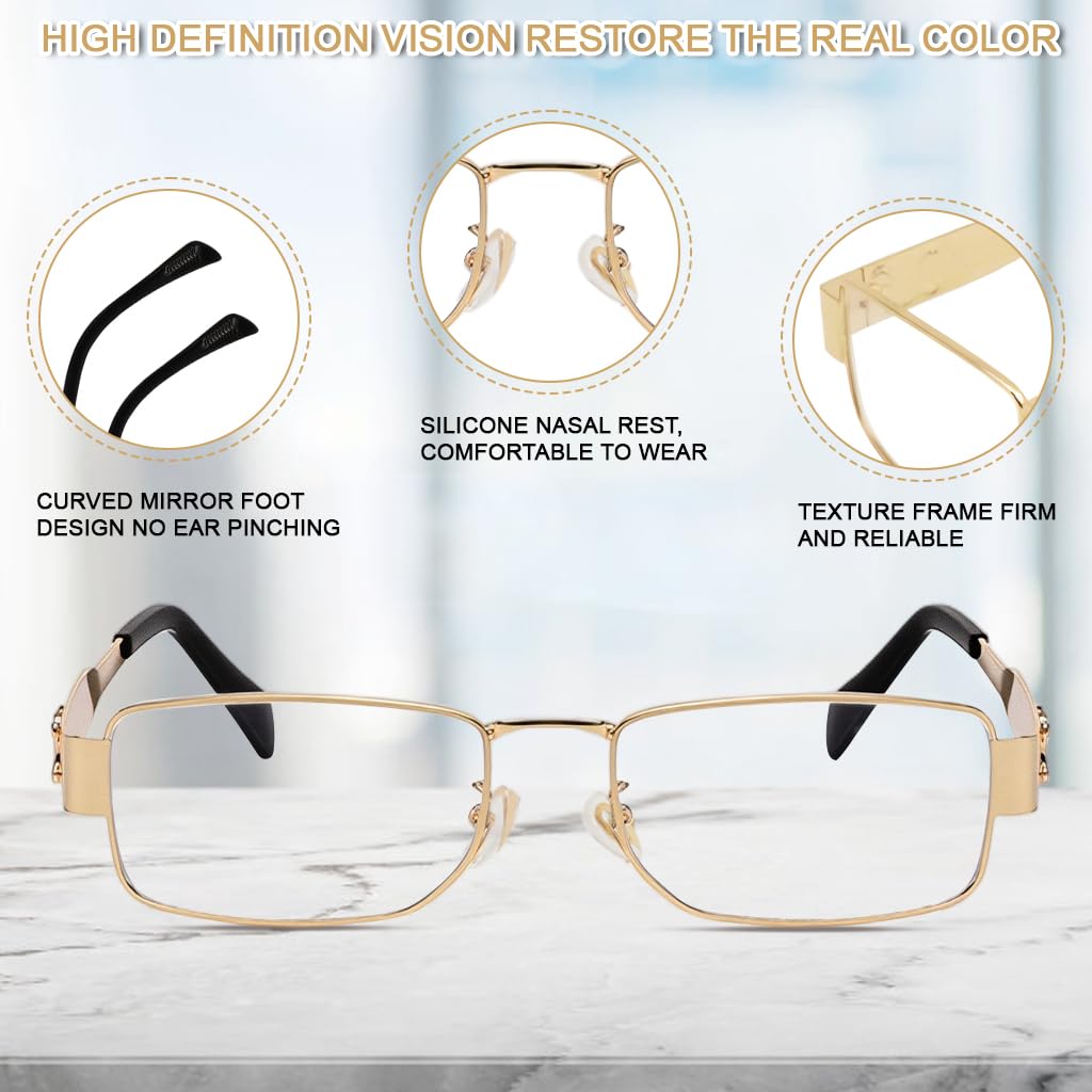 Proberos Sunglasses for Travel with Small Square Vintage Metal Frame | Unisex Eyewear