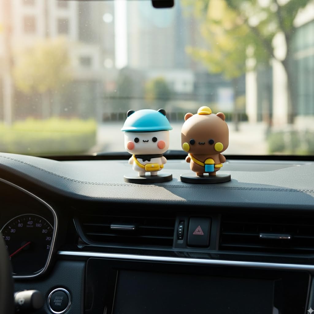 STHIRA Cute Cartoon Car Ornaments for Dashboard and Desk Decor | 2Pcs Bear Figurines