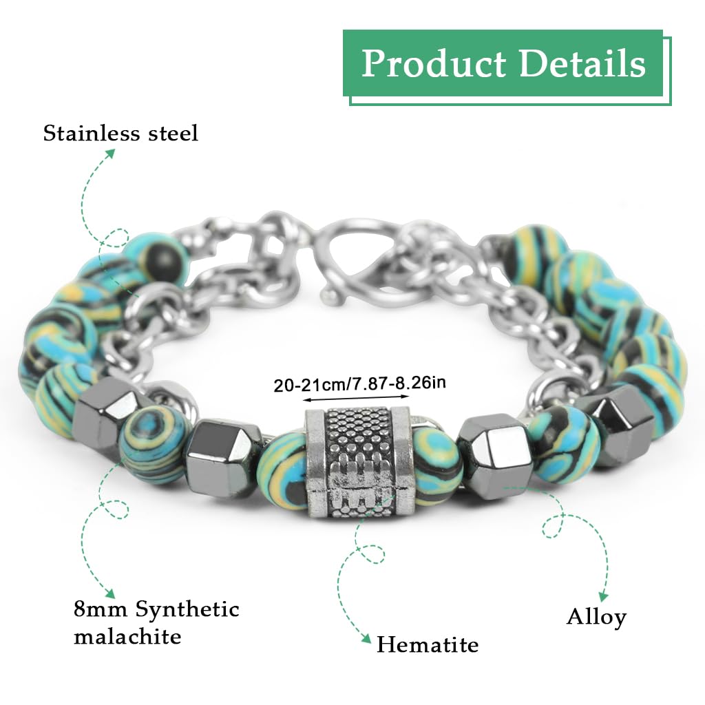 Zibuyu Stainless Steel Bracelet with Tiger Eye and Obsidian Beads for Men and Women | Handcrafted Double-Layer Chain Jewelry