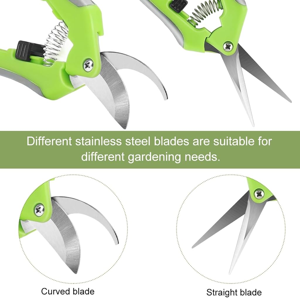 HASTHIP 2Pcs Pruning Shears 6.6'' Garden Snip Shear Bypass Shears Stainless Steel Gardening Pruning Shears Scissor Spring Loading Labor Saving Garden Snip with Safety Lock for Flower Pot, Vegetable