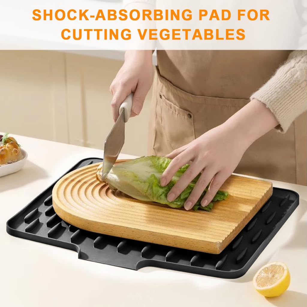 Supvox Silicone Dish Drying Mat 40x32.5cm for Kitchen Use with Water Guiding Slot & Heat Resistance