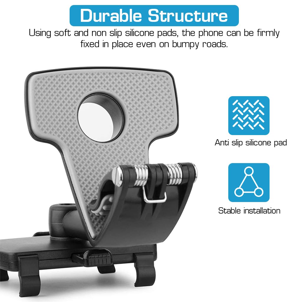 STHIRA Phone Holder for Car Dashboard and Sun Visor with 360° Rotation featuring Foldable ABS Clip | Fits 3.7–7 in Phones