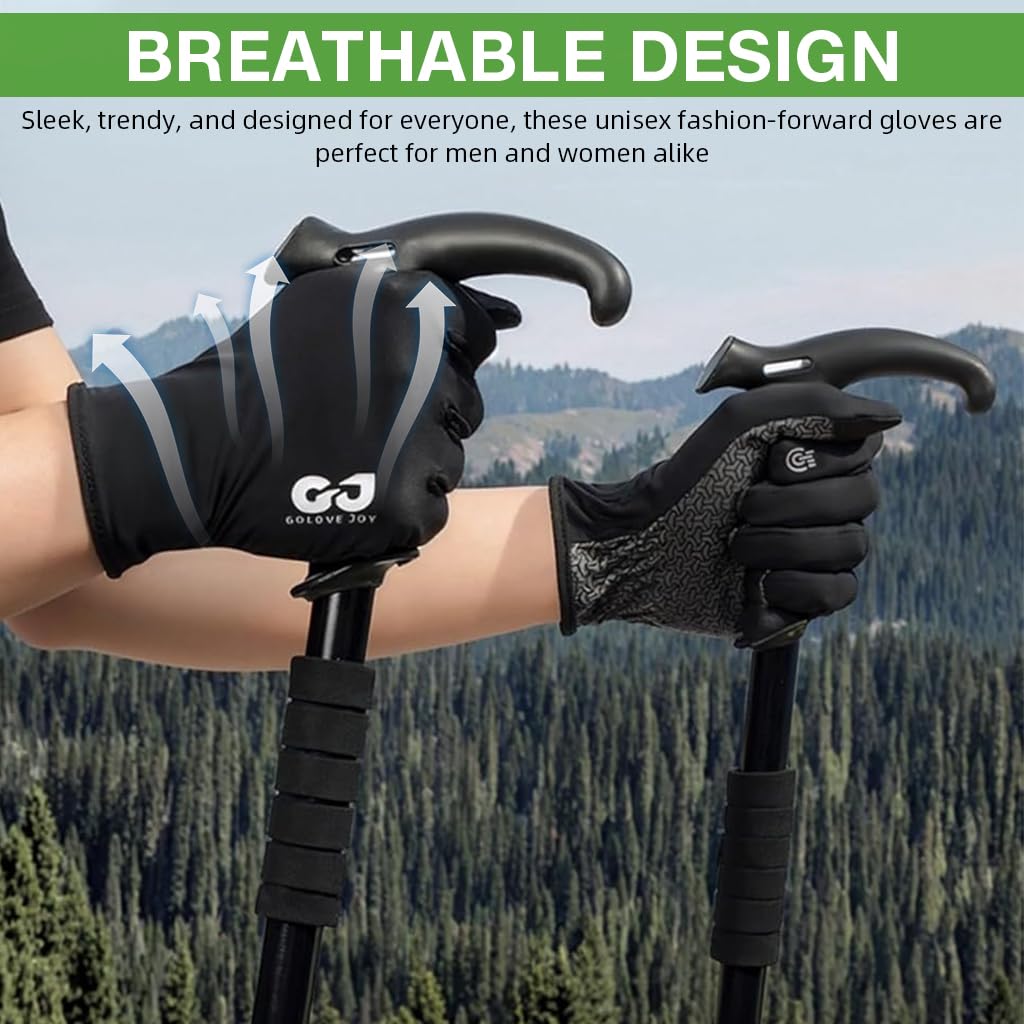 Proberos Riding Gloves for Cycling and Hiking with UPF 50+ Fabric and Anti Slip Grip | Black Full Finger