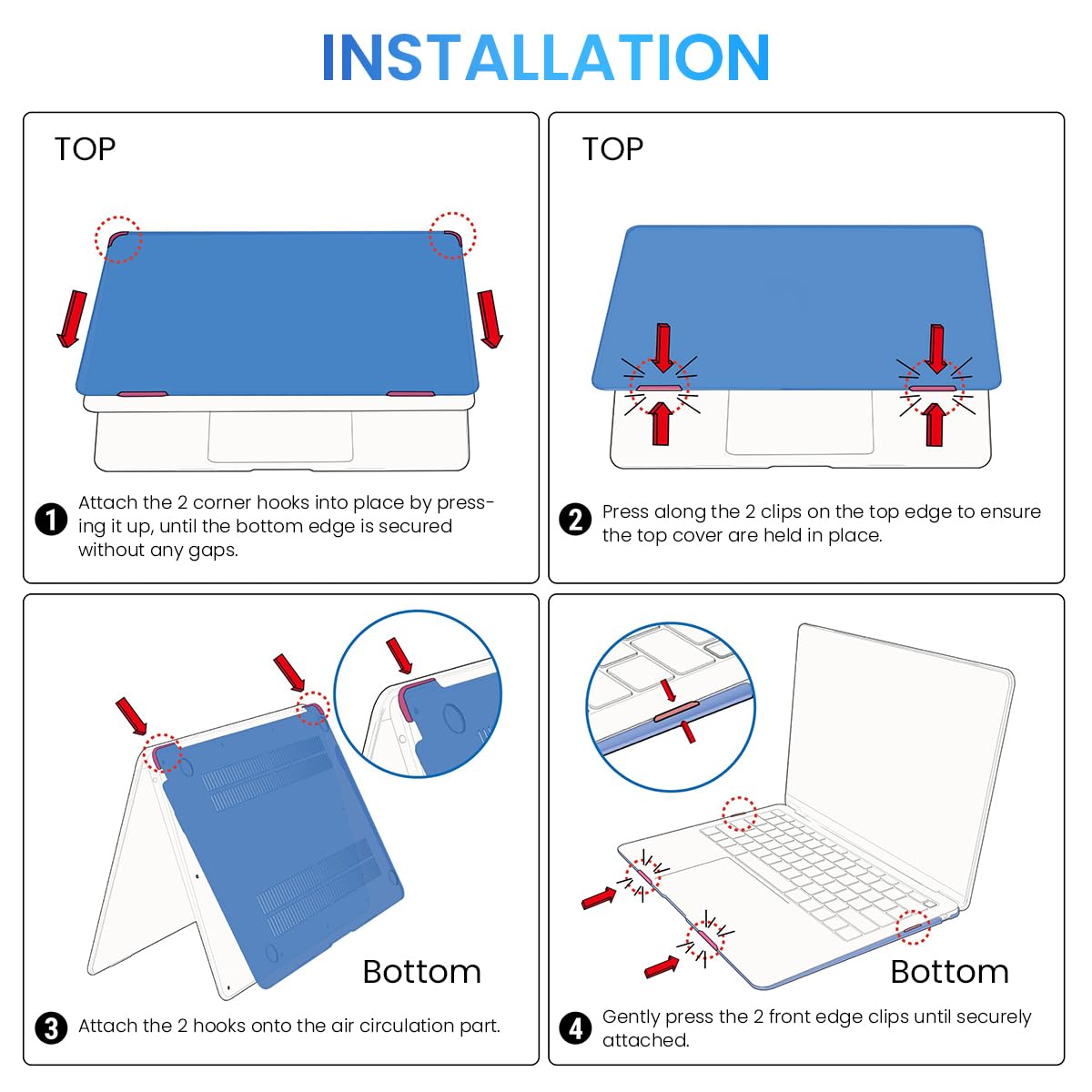 HASTHIP MacBook Air 13.6 Inch Cover for M4 M3 M2 | Snap-On 2-Piece Clear Hard Shell Case Black
