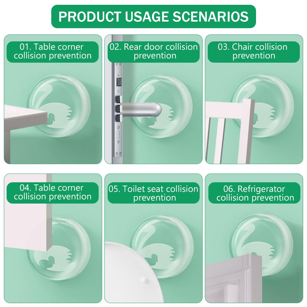 HASTHIP Door Stopper Wall Protector 6pcs for Walls and Cabinets with Self Adhesive Silicone | Transparent 4x4cm Bumper Pads