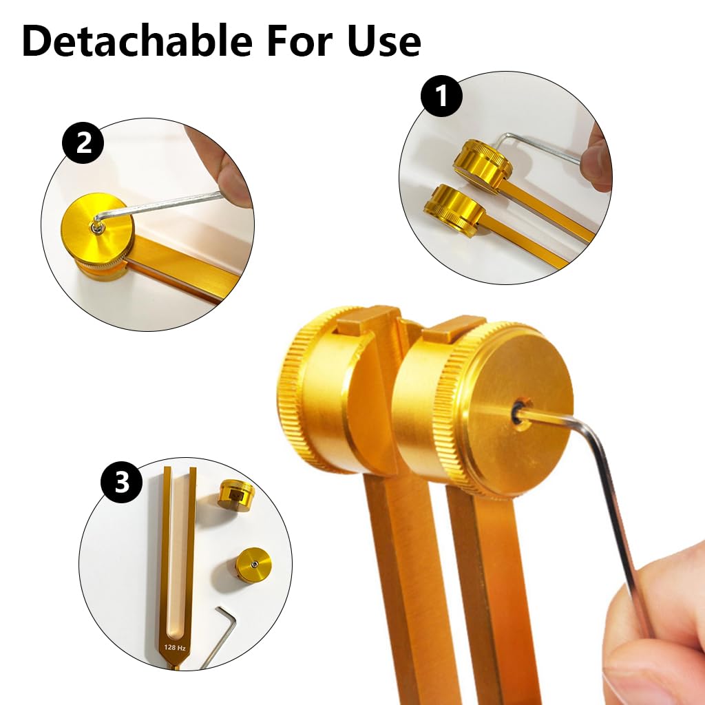 HASTHIP 128Hz Tuning Fork Set for Sound Therapy with Ergonomic Balance and Aluminum Alloy | Includes Rubber Hammer and Wrench