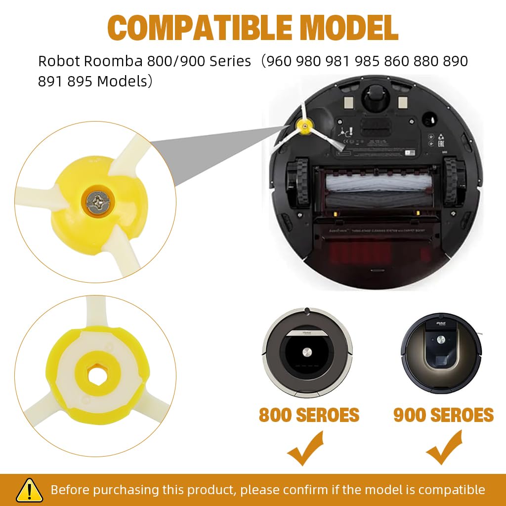 HASTHIP Compatible iRobot Roomba Replacement Side Brushes for 800 900 Series Pack of 4 | Precision Edge Cleaning