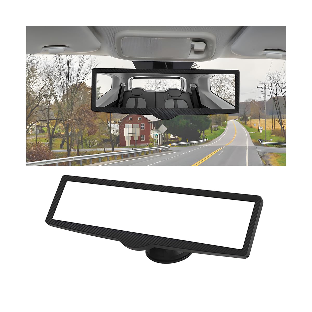 STHIRA® Car Rear View Mirror, Anti-Glare Vehicle Rearview with Adjustable Suction Cup, HD Wide Angle Automotive Inside Convex Lens Accessories