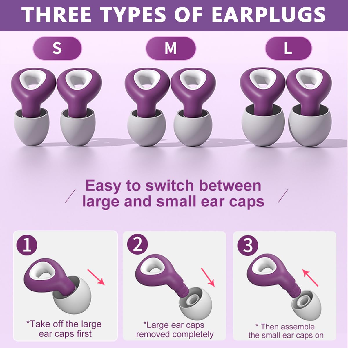 HANNEA Ear Plugs for Sleeping with 32 dB Noise Reduction Filter and Soft Silicone Tips | 3 Sizes