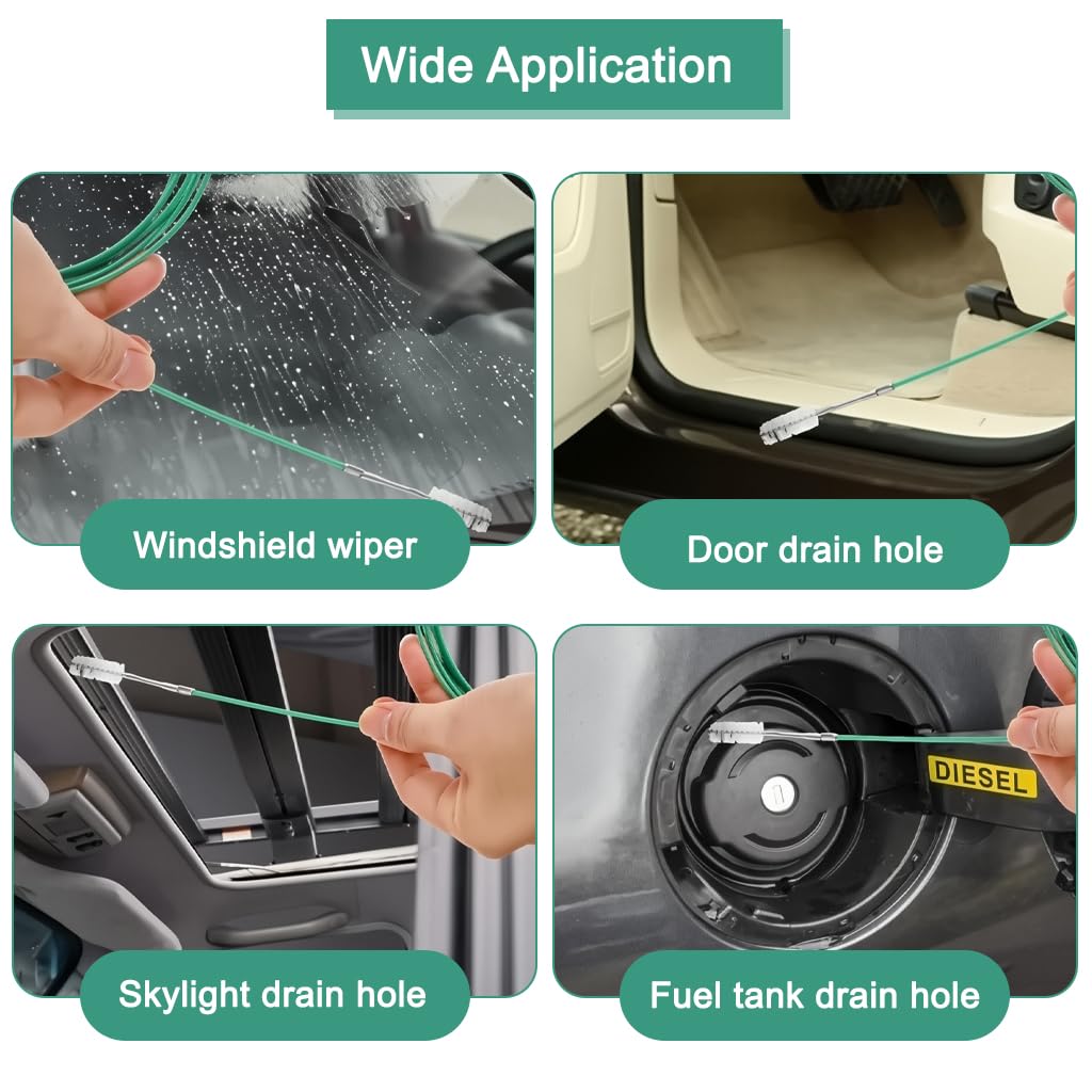 STHIRA Pipe Cleaning Brush for Car Drainage Ports featuring 9.8 ft Flexible Hose & Nylon Bristles