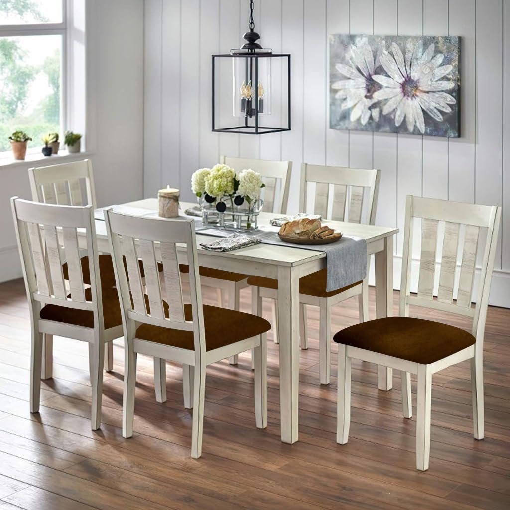 HASTHIP Dining Chair Covers for 14–18 in Seats with Elastic Edge in Retro Green Velvet | Pack of 6