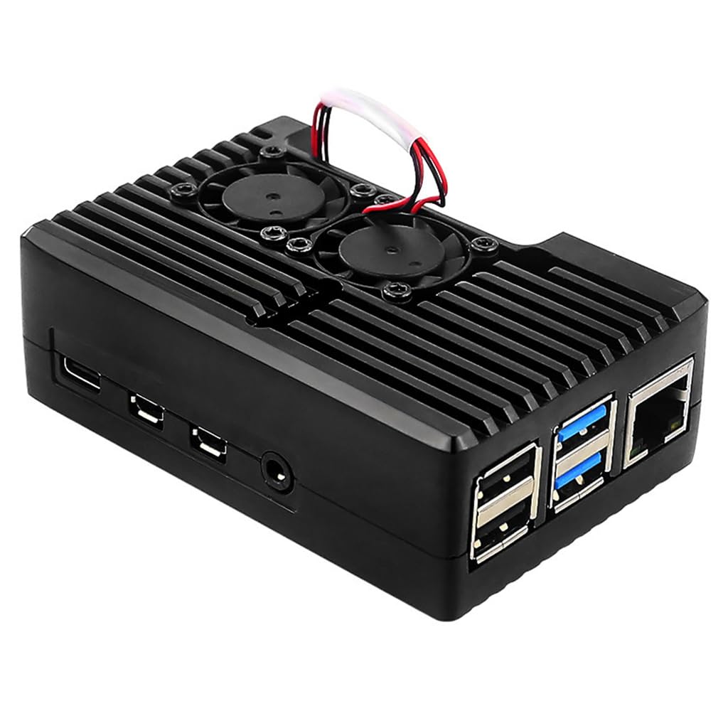 Verilux® Aluminum Alloy Case for Raspberry Pi 4 Model B, Case for Raspberry Pi 4 with Dual Cooling Fan, Raspberry Pi 4 Passive Aluminum Alloy Case with Cooling Fan for Raspberry Pi 4 Model B