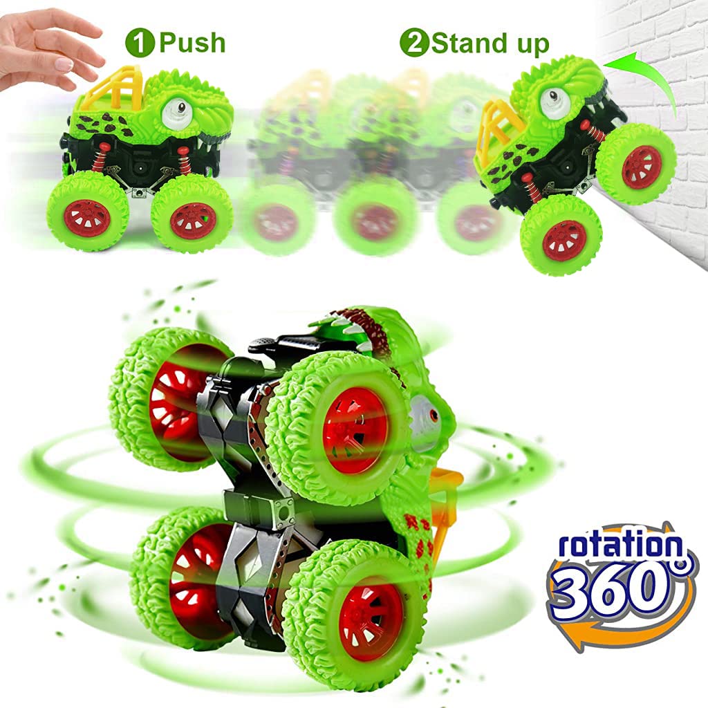 PATPAT Dinosaur Toys Pull Back Cars for Kids with 8.5×9.5×8.5 cm Size and Movable Cape | Green Truck Gift for 2–5 Year Old Boys and Girls