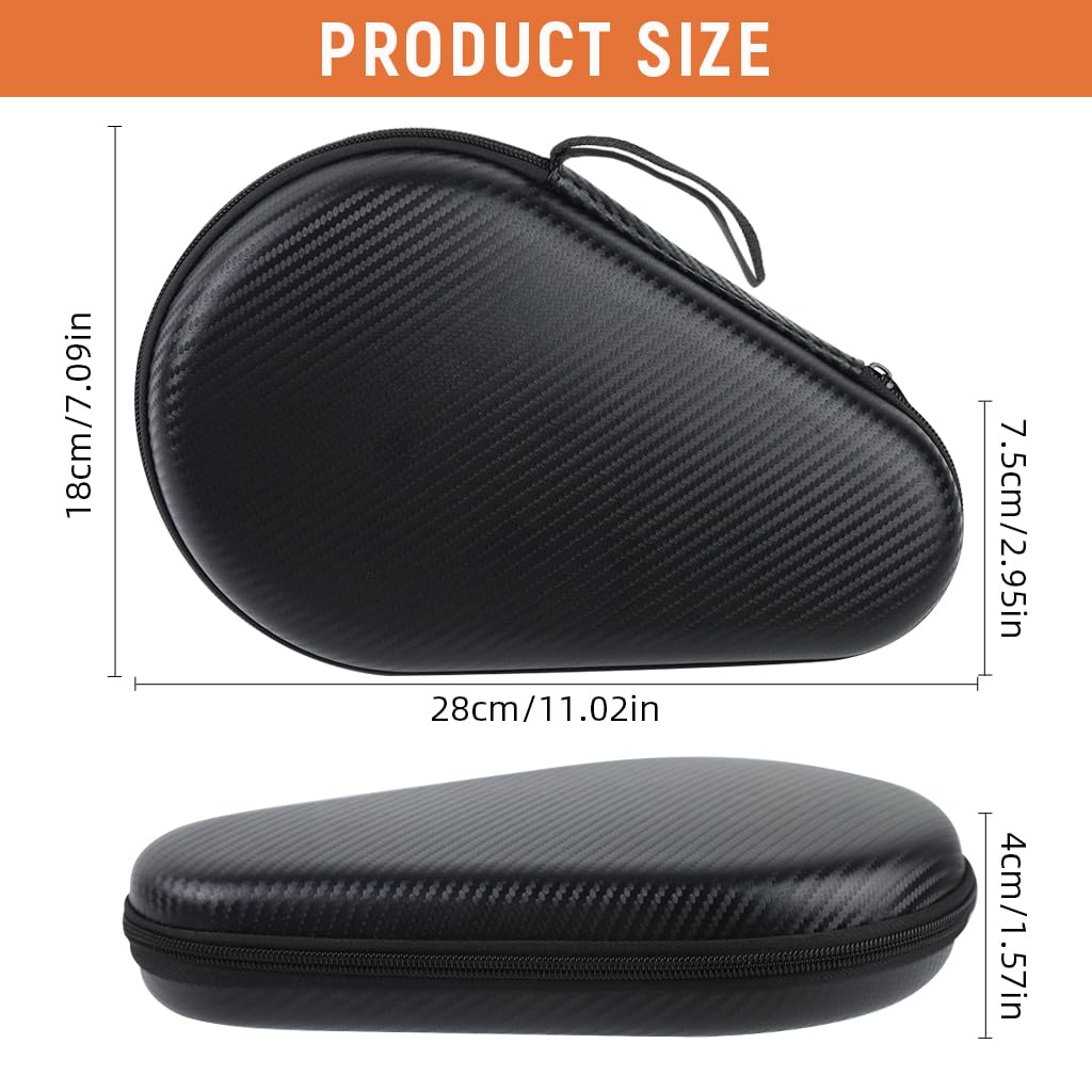 Proberos Table Tennis Paddle Bag for 2 Rackets & 2 Balls featuring EVA Hard Shell 28x18cm | Waterproof Zipper and 600D Polyester Construction