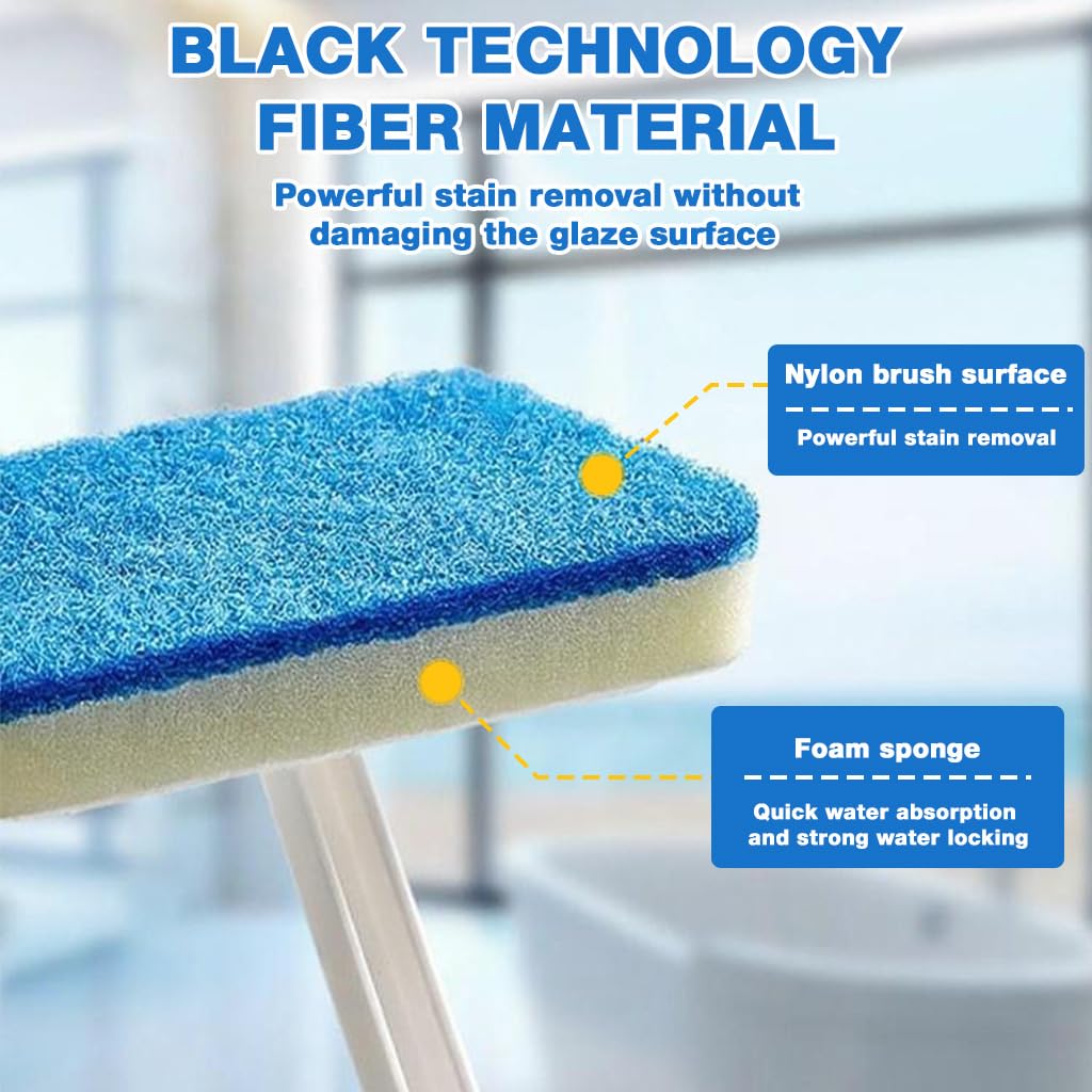 HASTHIP Bathtub Scrub Brush for Kitchen and Bathroom with 22 in Handle & 3 Refills | Trapezoidal Sponge Design