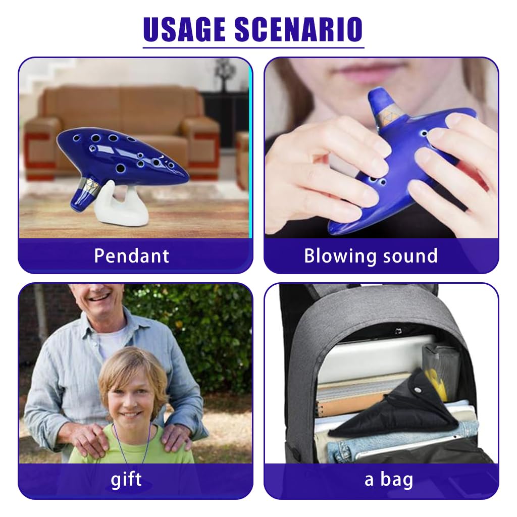 PATPAT Zelda Ocarina 12 Hole Alto C for Music Lovers with Triforce Design | Ceramic Gift Set