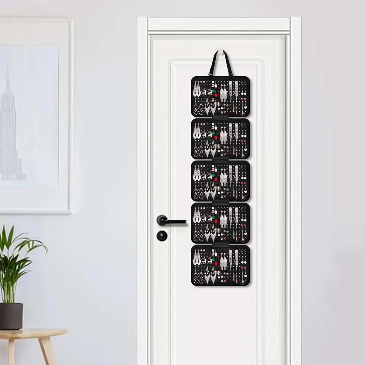 HASTHIP Earring Organizer for Storage and Display with 5 Detachable Boards and 850 Holes | Black Felt Wall Mount Holder