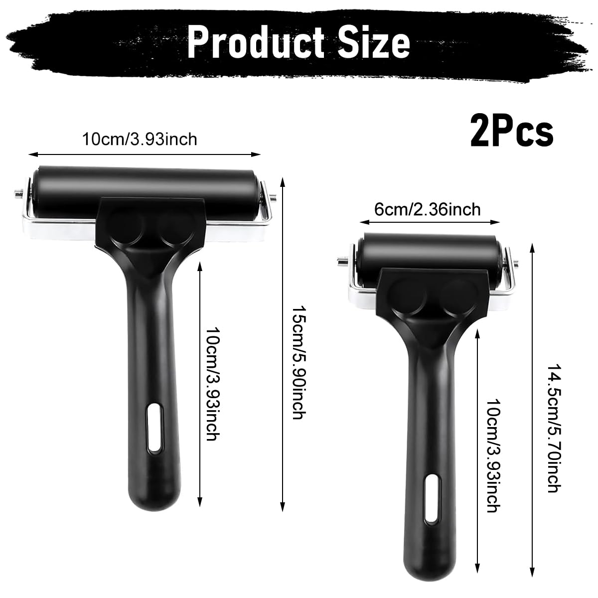 Serplex Inking Plates Rollers for Printmaking with Ergonomic Handle and 2.36 & 3.94 in Sizes