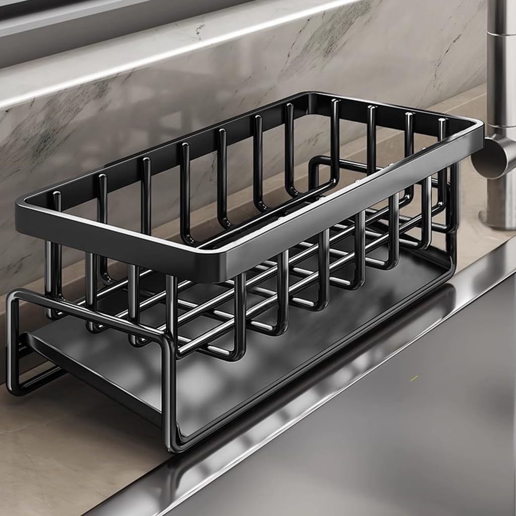 HASTHIP Kitchen Sink Organizer for Sponges and Soap 23x9x10cm featuring Slanting Drainer Panel