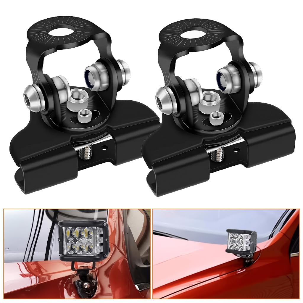 STHIRA Car Hood LED Light Mount Brackets 2Pcs for SUV and Truck | Secure Hood Edge Installation