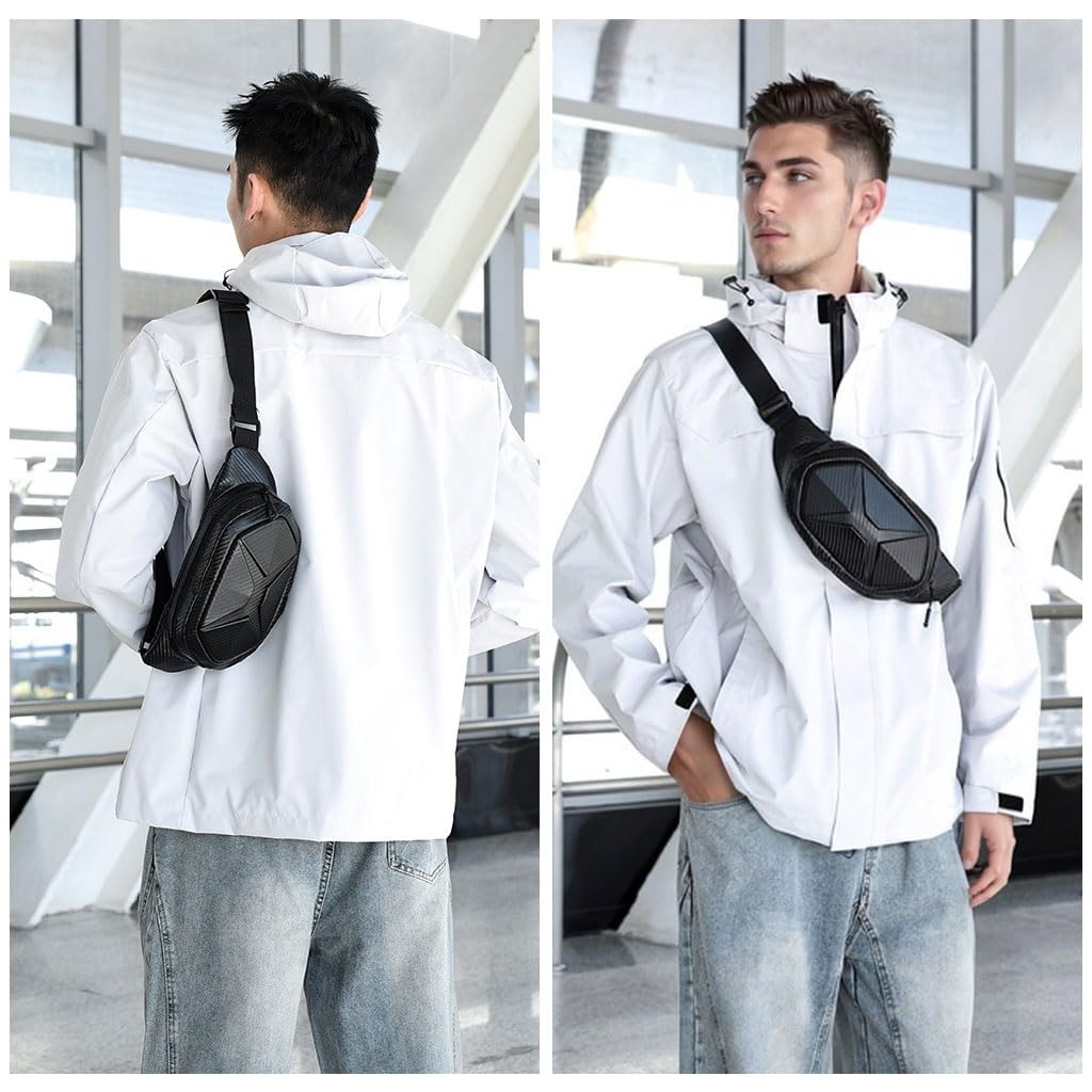 STHIRA Waterproof Bag for Travel and Riding featuring Carbon Fiber Texture & Adjustable Strap