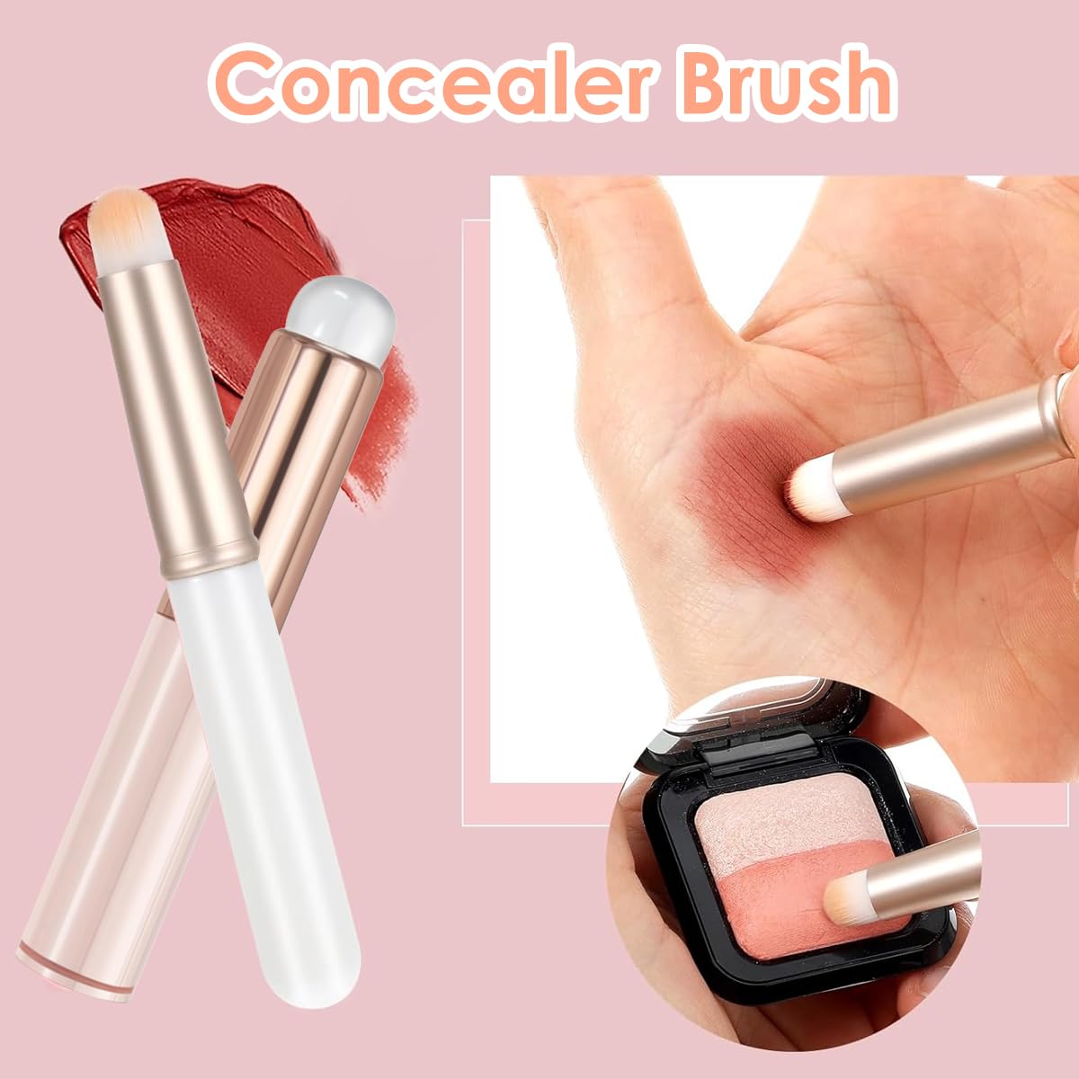 MAYCREATE Foundation Brush for Liquid and Powder Makeup with 6.5cm Flat Top Head | Soft Synthetic Bristles and Storage Case