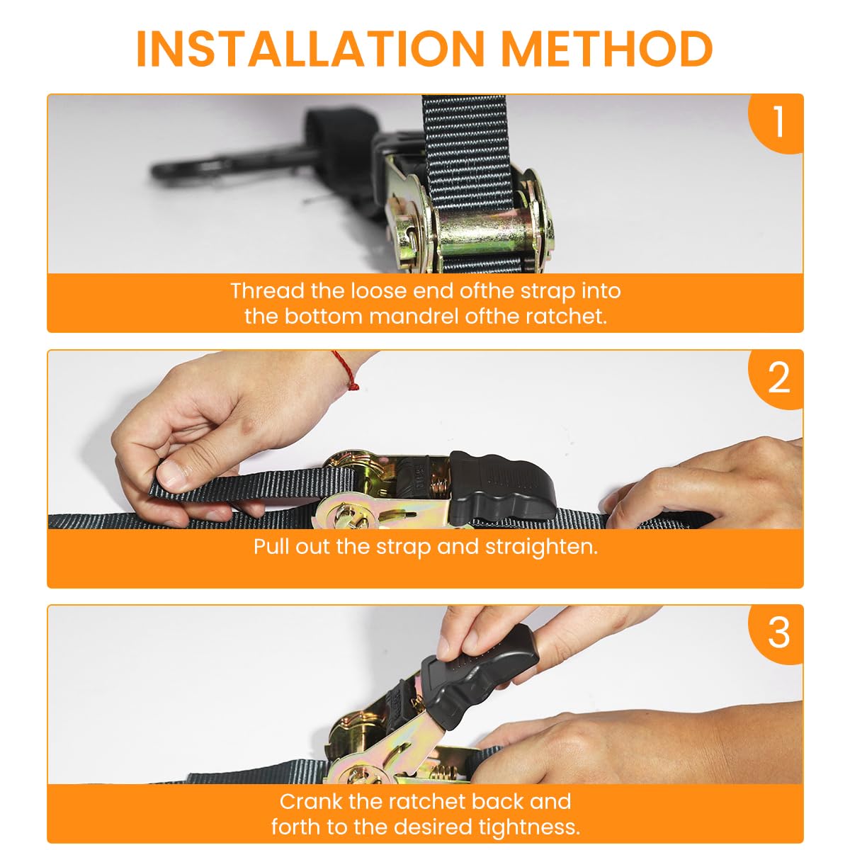 STHIRA Ratchet Tie Down Straps Set for Cargo Securing with 1600lbs Load Capacity | Includes S-Hooks and Loop-End Straps