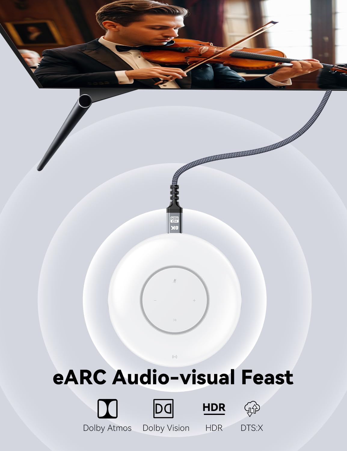 Verilux® 8K HDMI Cable 2.1 6.6Ft 2M 48Gbps Ultra High Speed to Support 8K60hz 4K120hz Display Port eARC 3D HDR Dolby Vision PS4 PS5 HDTV Gaming Monitor Graphics Card 3PCS