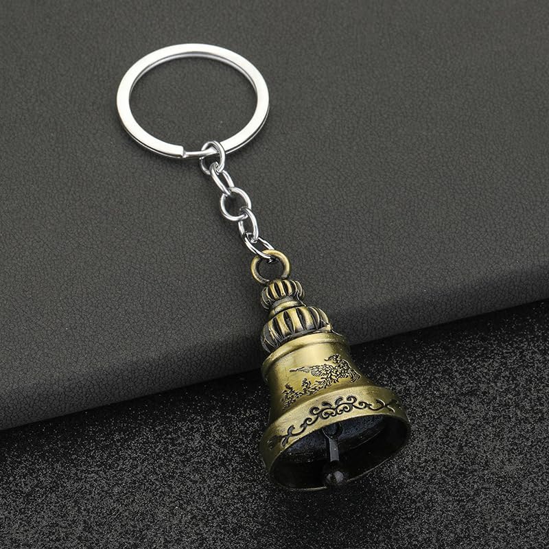 Zibuyu Vintage Keychain featuring Embossed Alloy Hand Bell Charm for Keys and Bags | Retro Gift