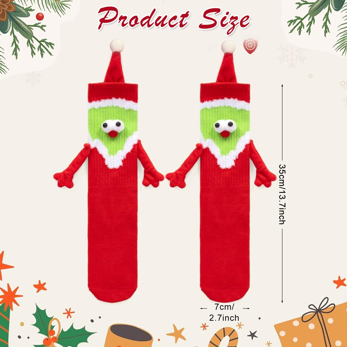 Venzina Christmas Socks for Women featuring Magnetic Hands Design & Soft Cotton Comfort | 1 Pair