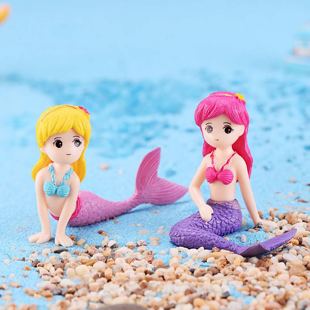 Zibuyu Miniature Mermaid Figurines Set of 4 for Fairy Gardens and DIY Micro Landscaping | Charming Accessories for Dollhouses and Cake Toppers