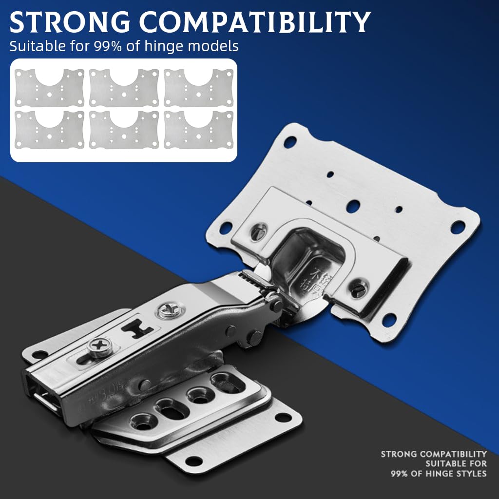 Serplex Cabinet Door Hinge Repair Kit with 6 Stainless Steel Plates and Screws | Easy Installation