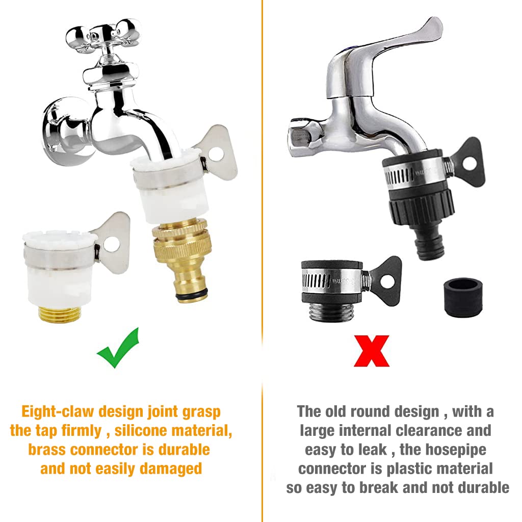ELEPHANTBOAT Tap Connector for 1/2 and 3/4 inch Faucets with Quick Release Coupling | Rustproof Brass Adapter