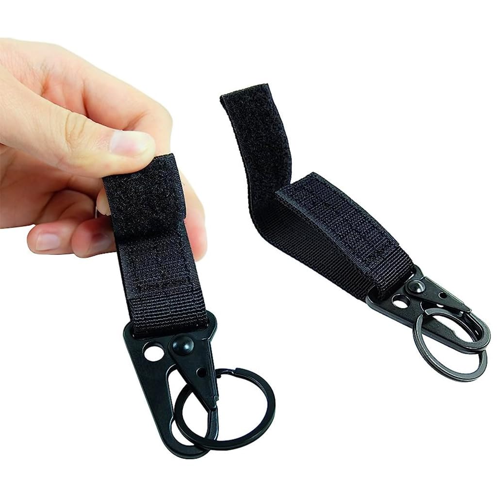 Optifit Carabiner Set for Camping and Backpack Use featuring Adjustable Hook Strap | 4PCS Black