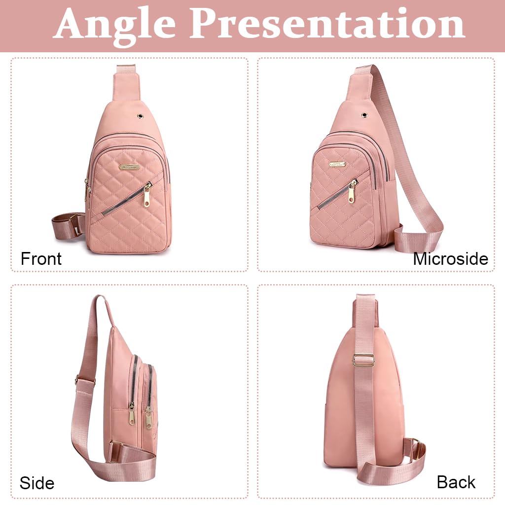 PALAY® Crossbody Bag for Women Sling Bag for Women Crossbody Bag for Women Phone Bag Oxford Cloth Stylish Pink Chest Bag Versatile Fashion Sling Bag Travel Shoulder Bags