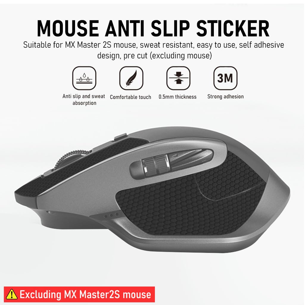 ZORBES Mouse Grip Tape for MX Master 2S Mouse Anti Slip, Non Fading Mouse Skin, Sweat Resistant, Easy to Use, Self Adhesive Design, Pre Cut