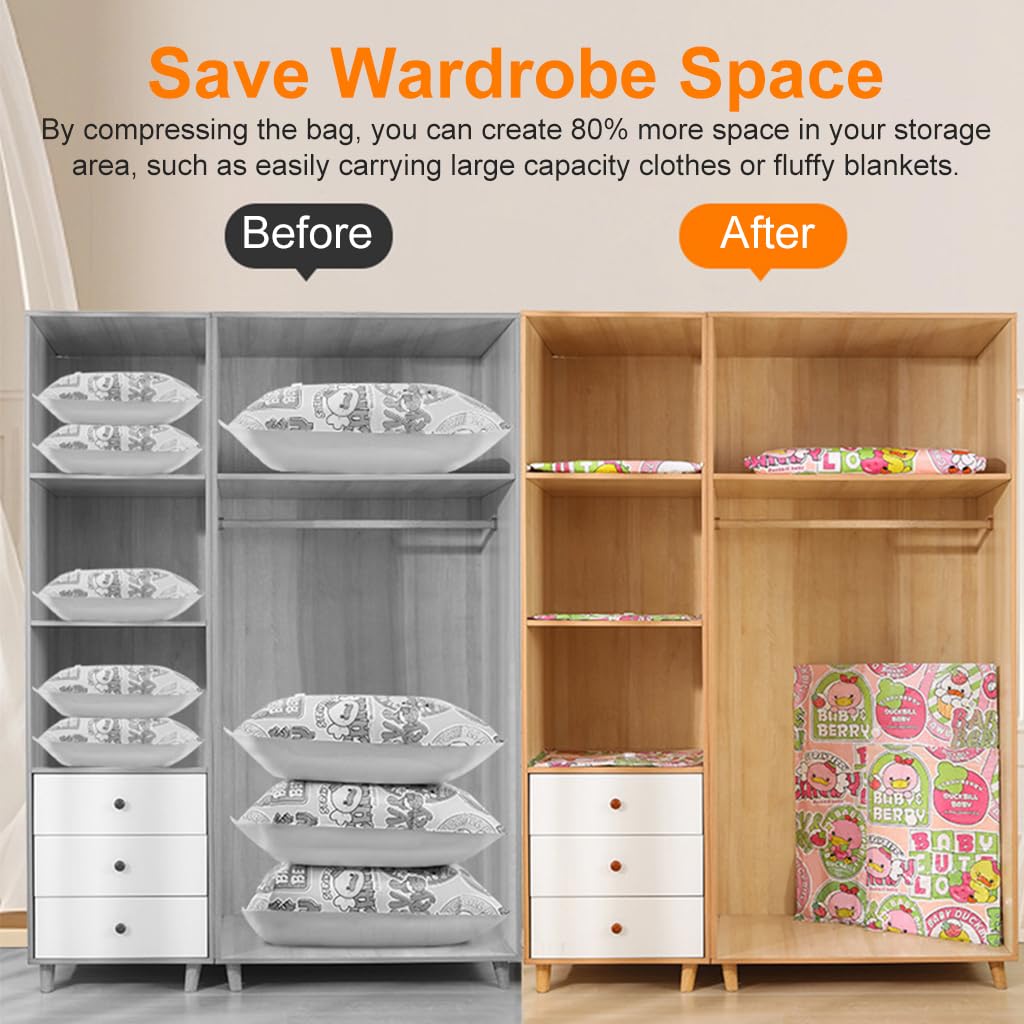 Supvox Vacuum Storage Bags for Clothes and Bedding with Double Seal & Hand Pump 6pcs Set