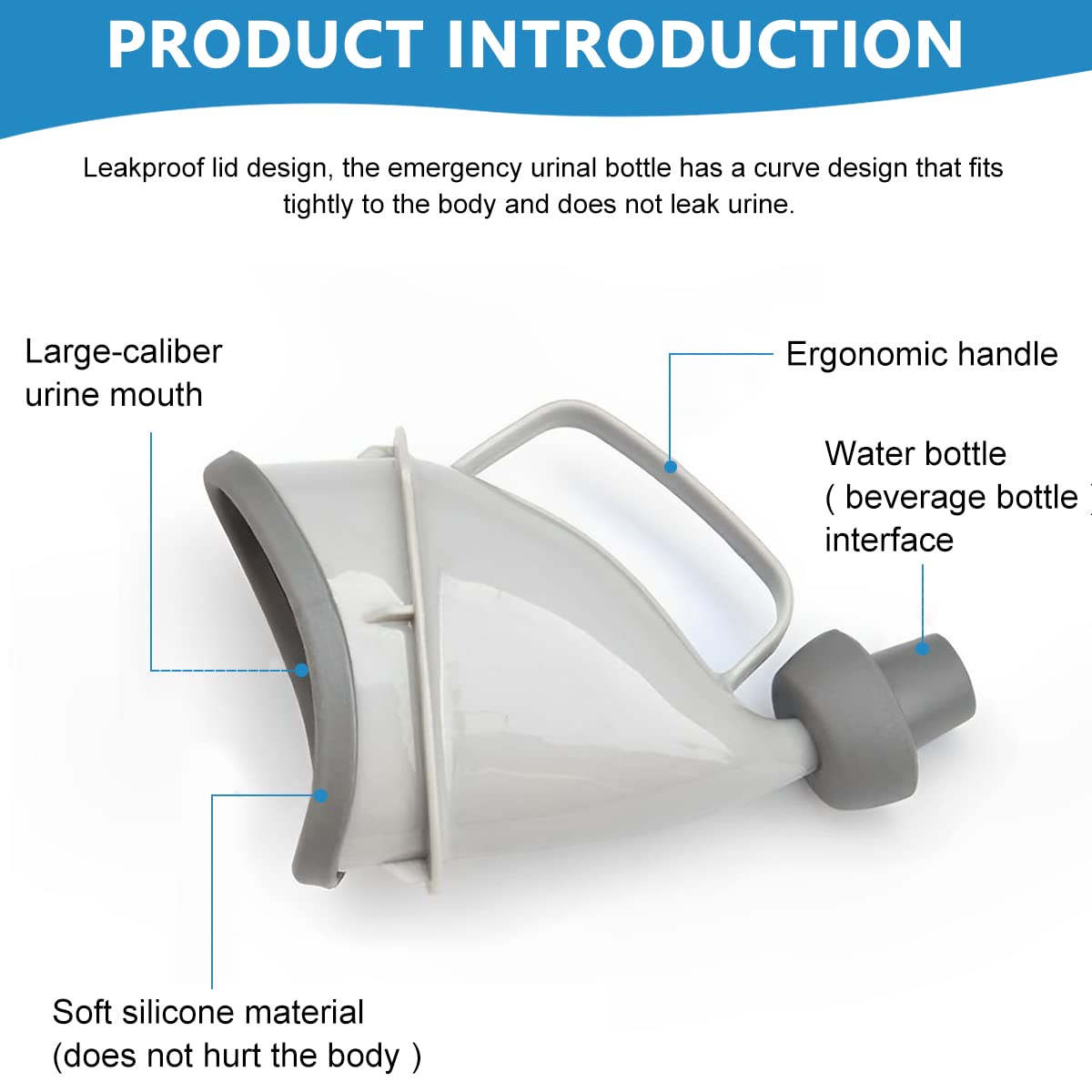 HANNEA Urine Collector for Travel and Camping with Leakproof Ergonomic Funnel | Grey 15 cm Reusable Device
