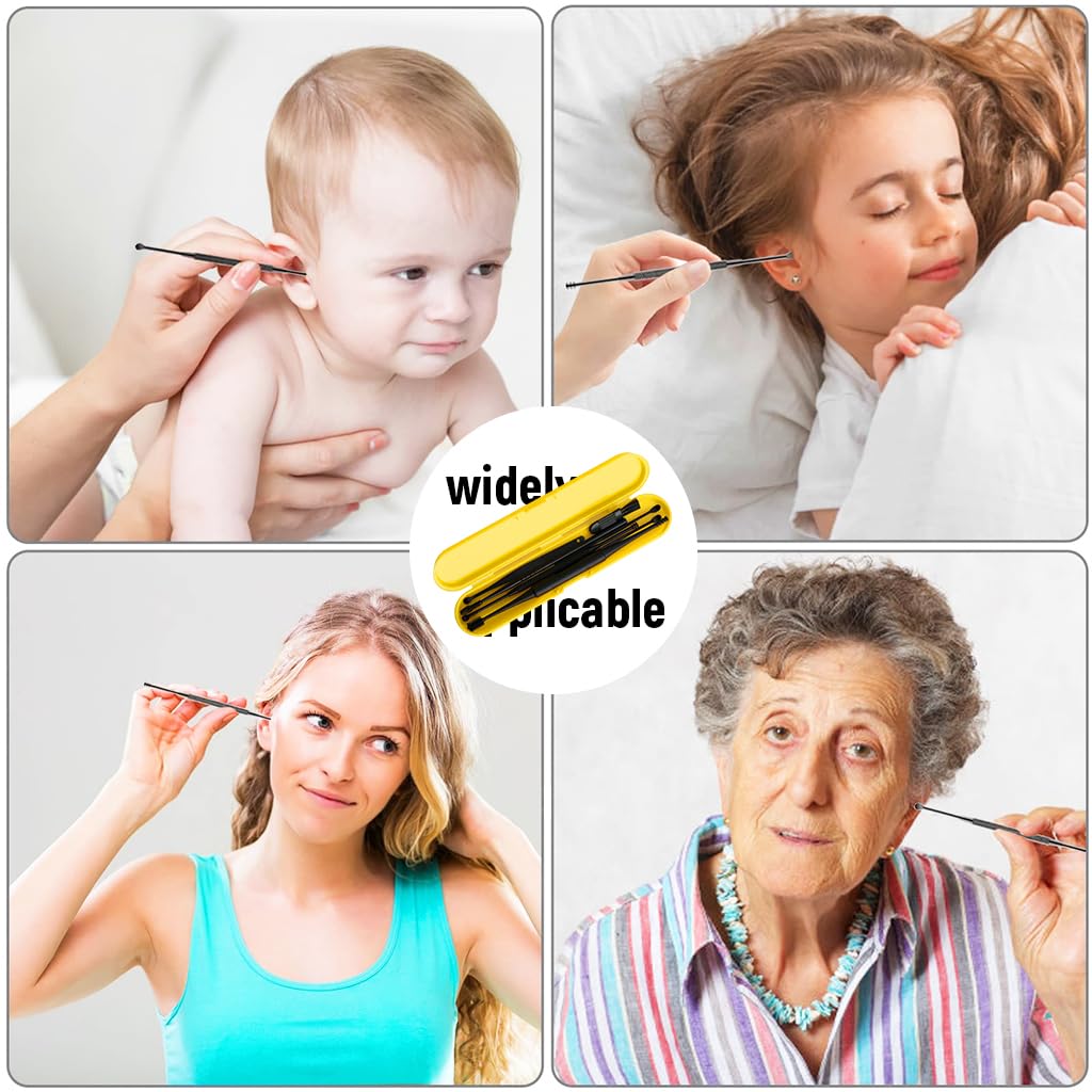 HANNEA Ear Wax Removal Tool Kit for Daily Ear Care with 7 Pcs Dual Head Silicone Tools | Portable Storage Case