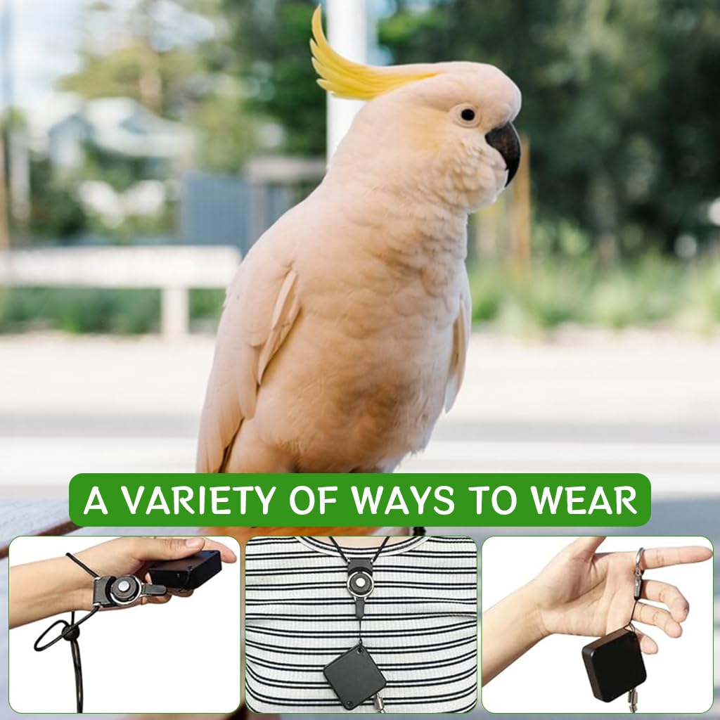 Qpets Parrot Leg Ring for Outdoor Exploration with 6.6 ft Retractable Wire | Fits Multiple Birds