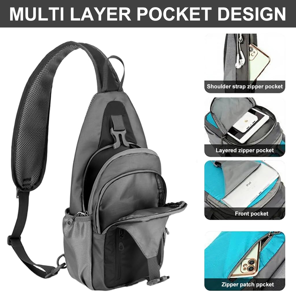 GUSTAVE Chest Bag for Men with Multi Pockets and Breathable Strap 19x11x38cm | Hiking & Travel