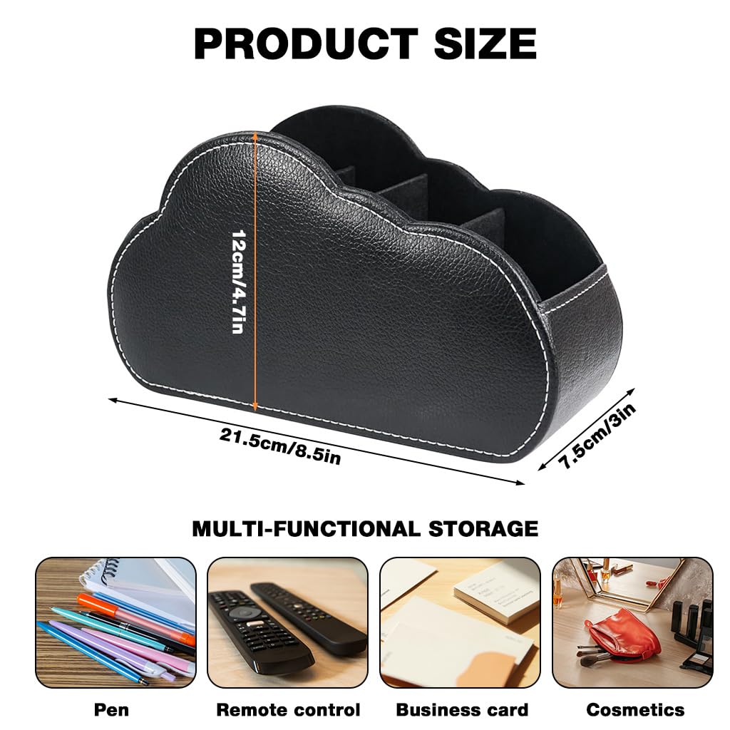 OFIFO Remote Holder for Table with 5 Compartments featuring Reinforced Panels and PU Leather Design | Ideal for Living Room or Office Organization