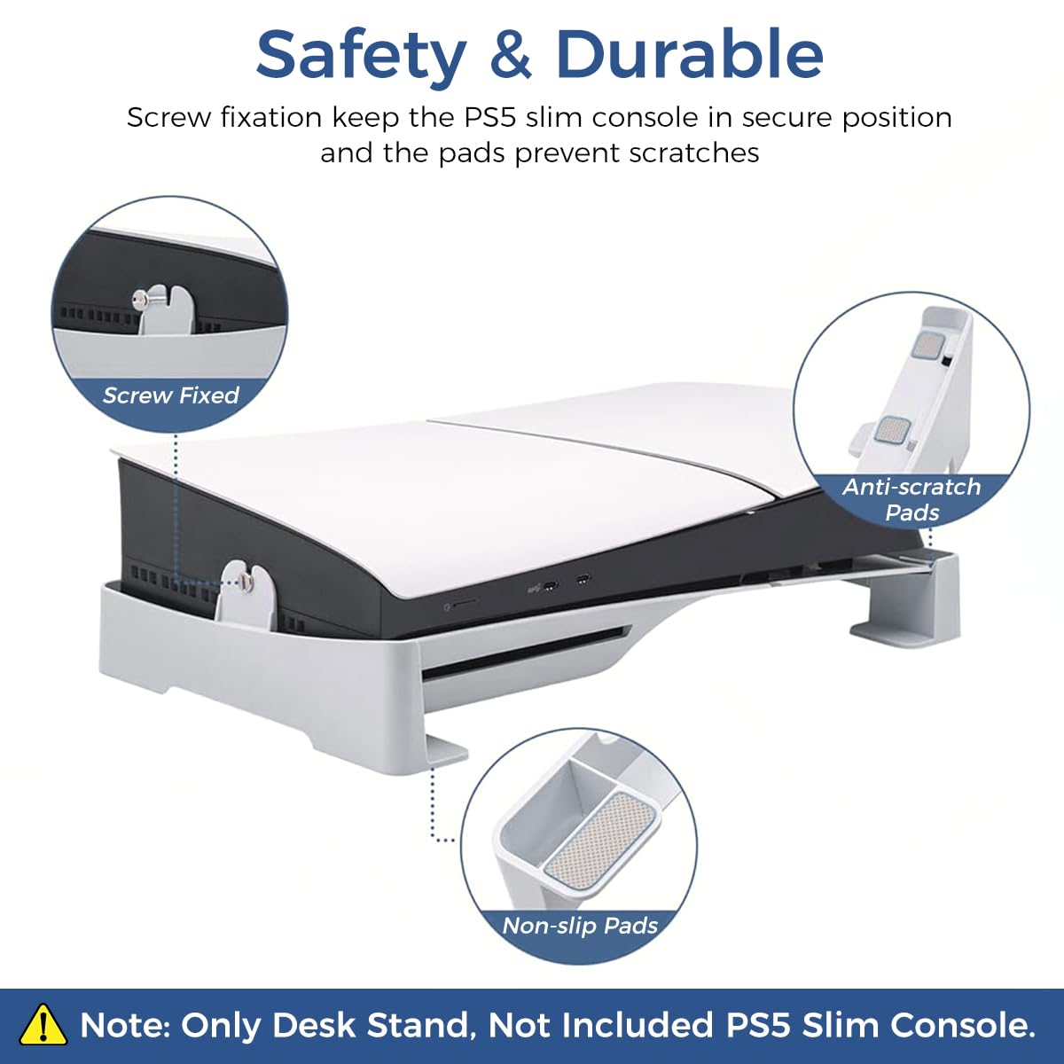 ZORBES Desk Stand for PS5 Slim and Pro Console with Anti Slip Pads & ABS Base | Horizontal Mount
