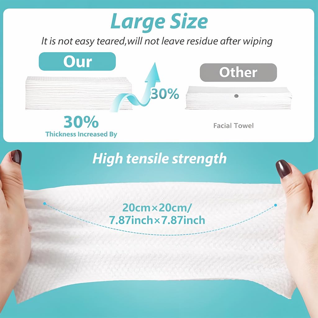 MAYCREATE Face Towel Disposable for Daily Use with 70 Count 7.87x7.87 in Soft Cotton Wipes