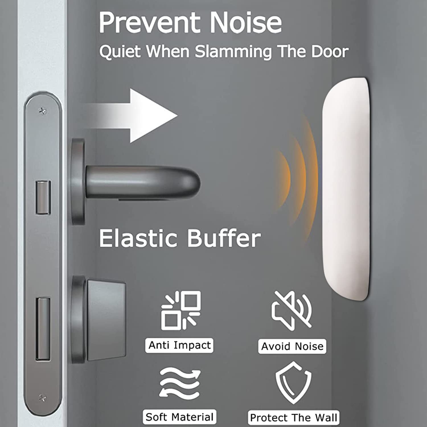 HASTHIP Door Bumper Wall Protector 12PCS for Quiet Door Opening with Self Adhesive Silicone Pads 4.5 x 4.5cm White