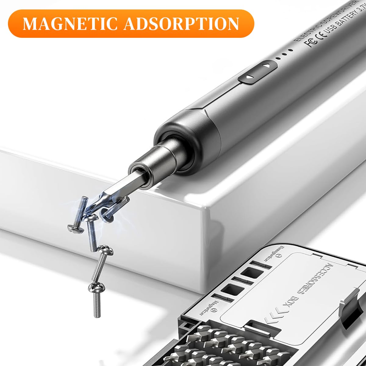 Serplex Mini Electric Screwdriver Kit with 38 Bits and 6 Pry Tools featuring 0.35 Nm Torque | USB Rechargeable Tool for Phone Laptop and Watch Repair