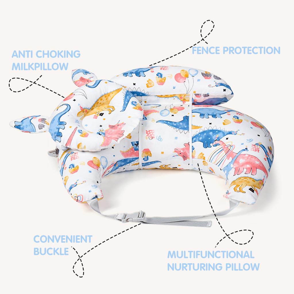 SNOWIE SOFT Baby Feeding Pillow for Breastfeeding with Adjustable Neck Belt and Pure Cotton Cover | Support Cushion for Mom and Infant